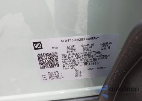 2025 Chevrolet Trailblazer Awd Activ из США, поврежденный, VIN KL79MSSL4SB156688